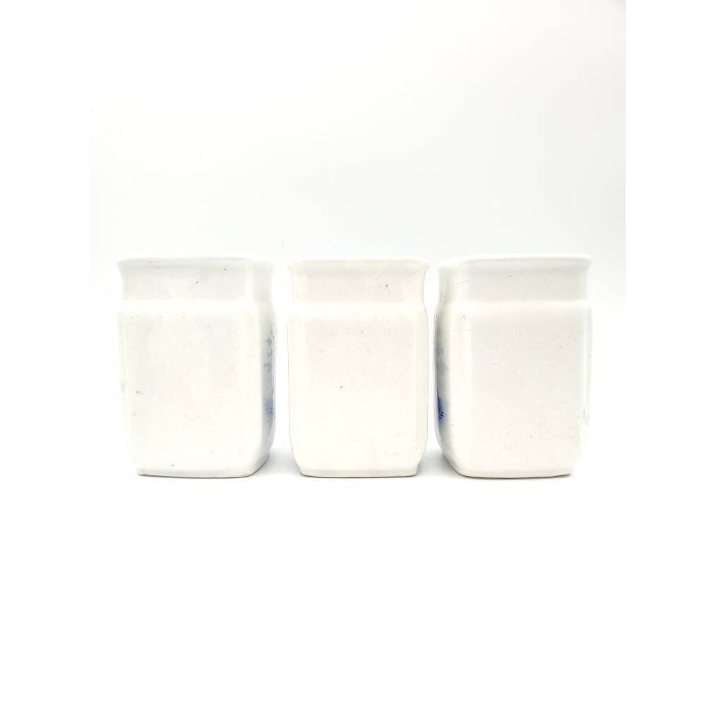 Vtg Blue and White German Windmill Spice Jars: Cinnamon, Cloves, Pepper NO LIDS
