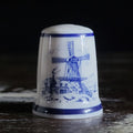 Vintage Royal Mosa Porcelain Collectors Windmill Thimble Blue and White