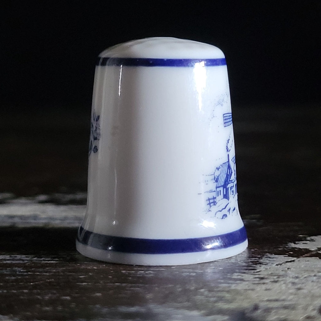 Vintage Royal Mosa Porcelain Collectors Windmill Thimble Blue and White