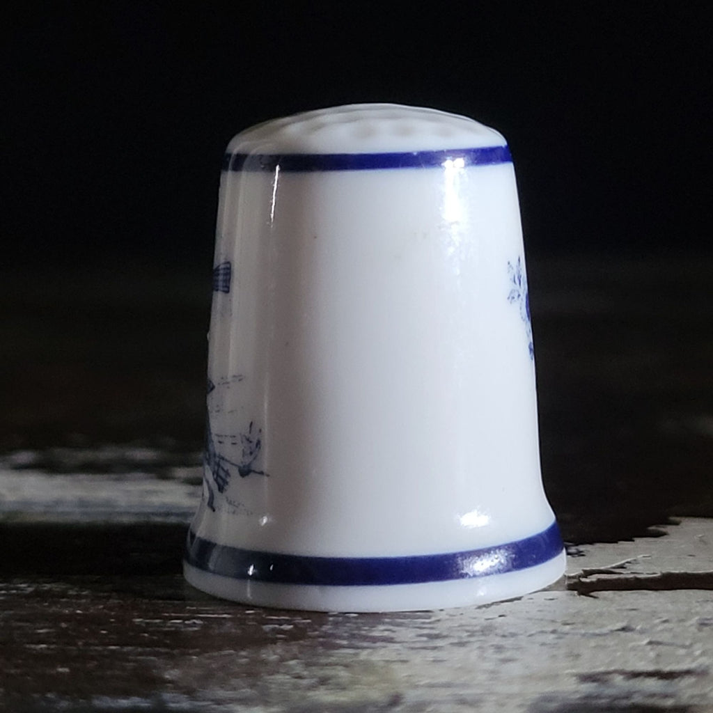 Vintage Royal Mosa Porcelain Collectors Windmill Thimble Blue and White