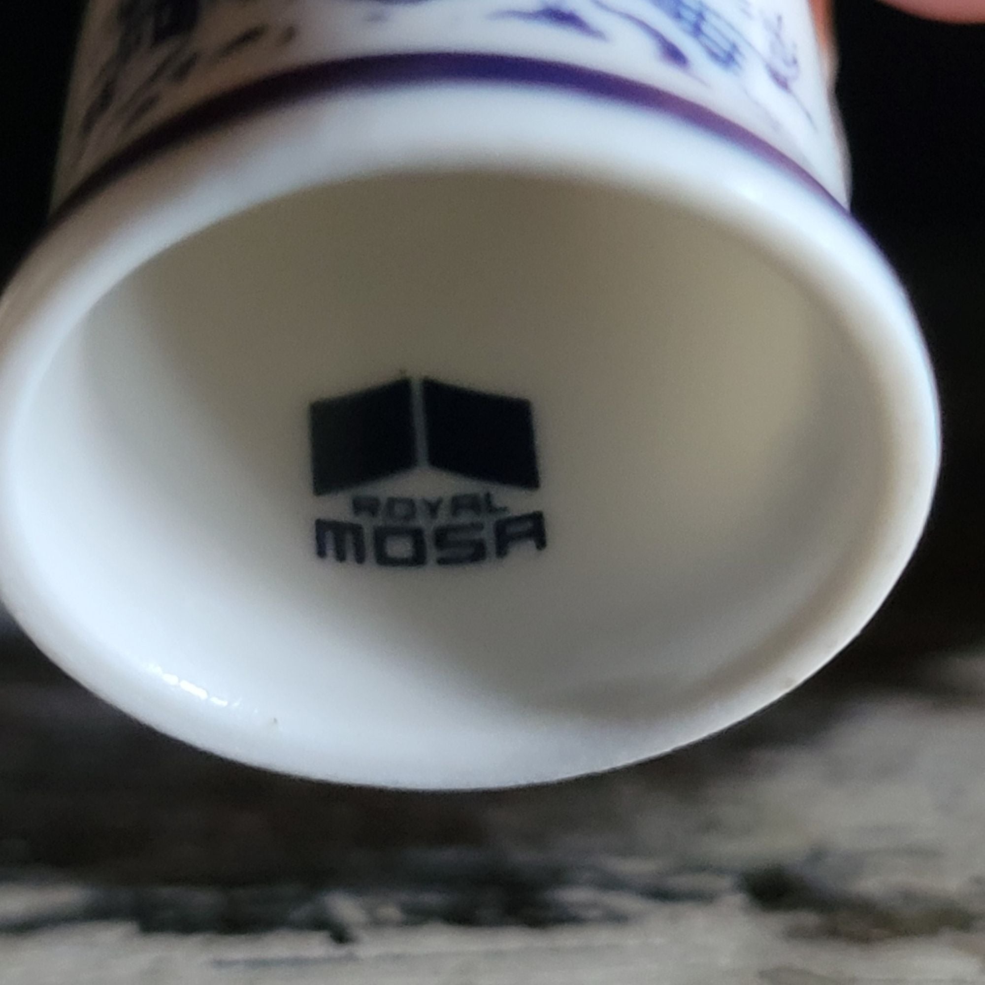 Vintage Royal Mosa Porcelain Collectors Windmill Thimble Blue and White
