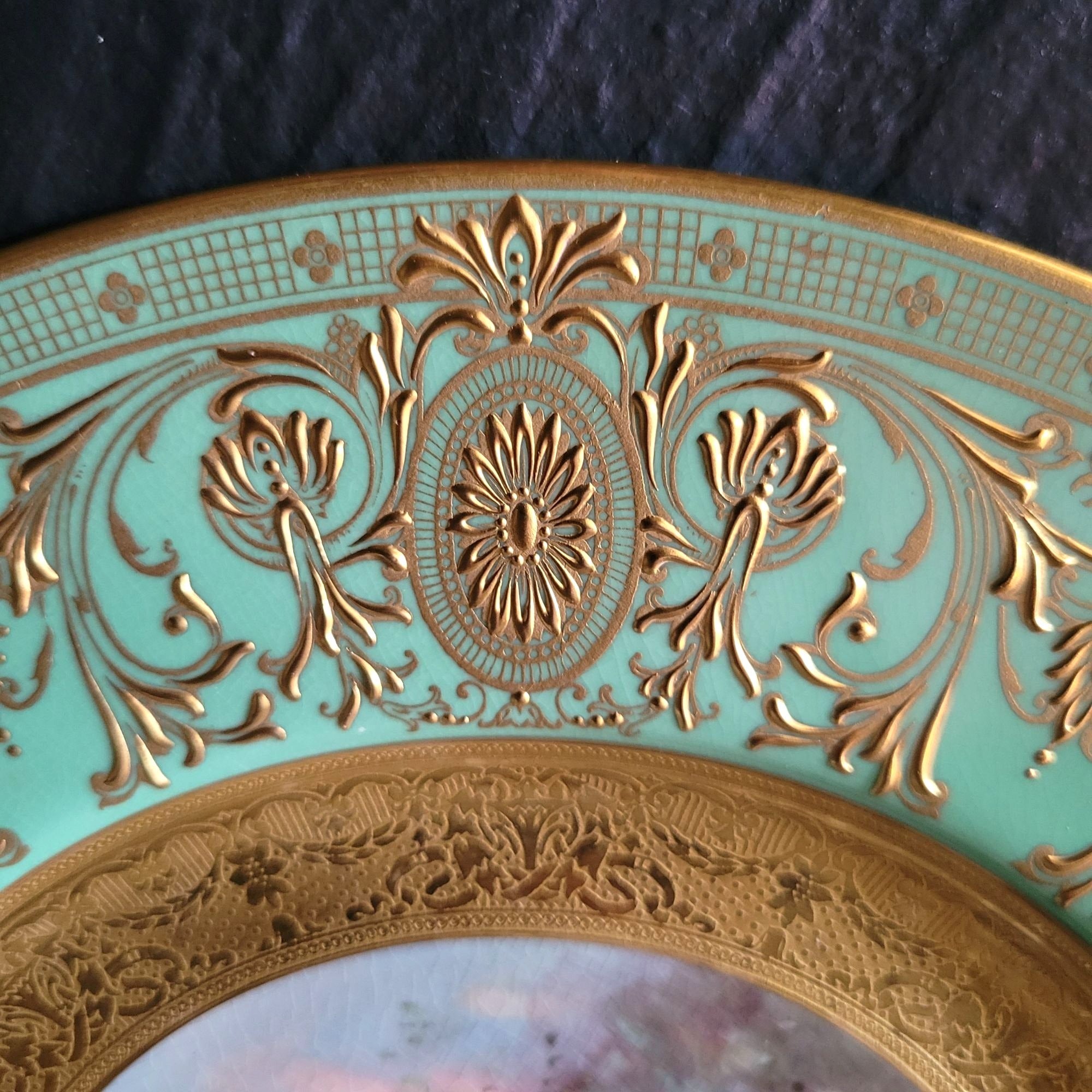 Royal Worcester Gilded Cabinet Plate Signed Harry Davis Ovington Bros *Crazing