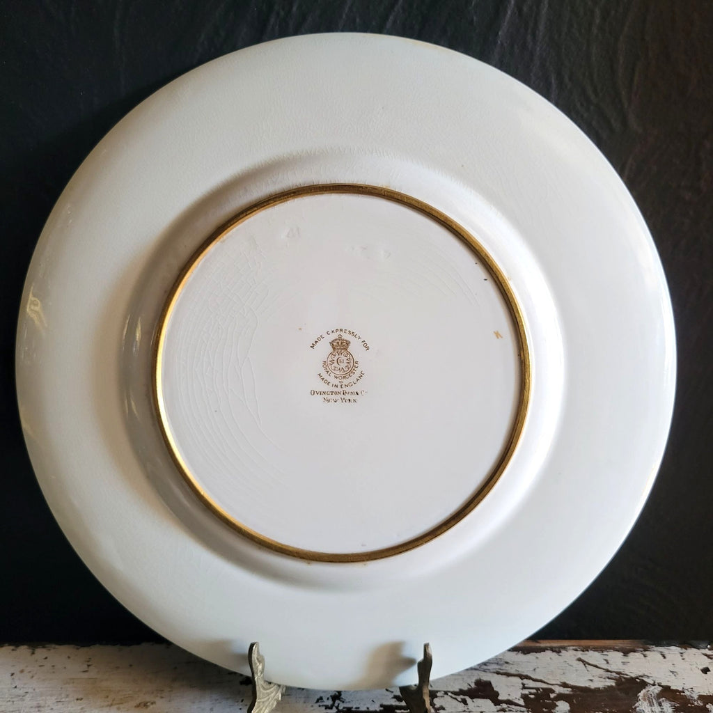 Royal Worcester Gilded Cabinet Plate Signed Harry Davis Ovington Bros *Crazing