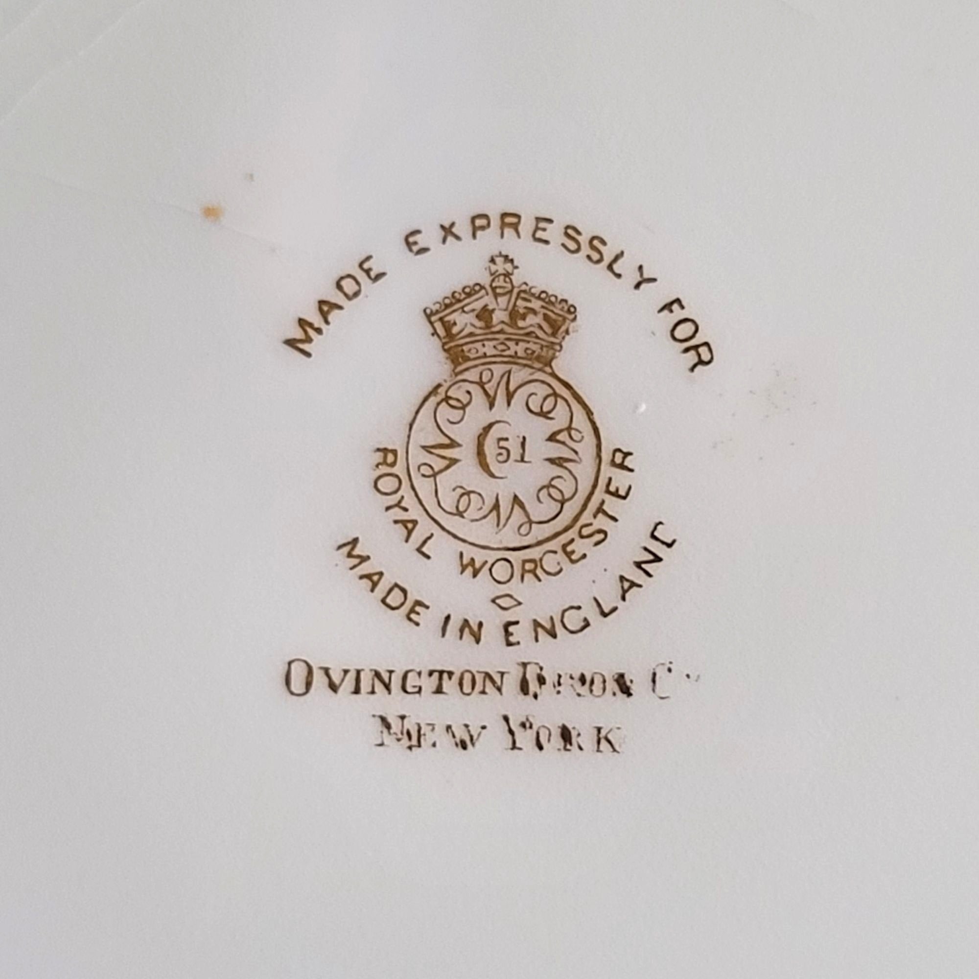 Royal Worcester Gilded Cabinet Plate Signed Harry Davis Ovington Bros *Crazing