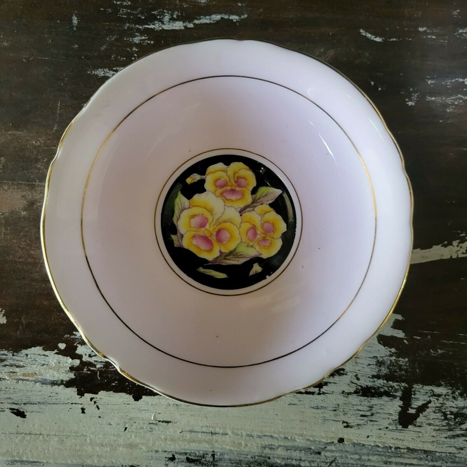 Paragon Double Warrant Pink Teacup & Saucer Duo with Hand-Painted Pansies c1940s