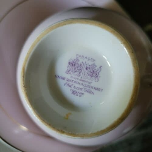 Paragon Double Warrant Pink Teacup & Saucer Duo with Hand-Painted Pansies c1940s