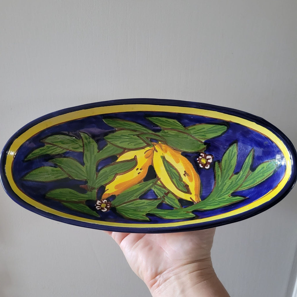 Le Souk Tunisia Handpainted Oval Platter With Lemons 11.5" Serving Tray