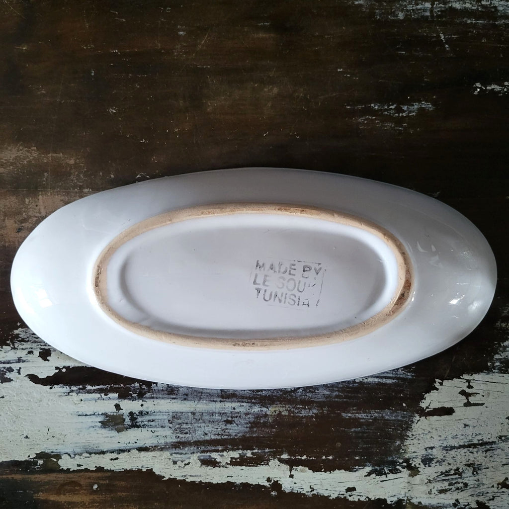 Le Souk Tunisia Handpainted Oval Platter With Lemons 11.5" Serving Tray