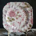 Vintage Johnson Brothers Rose Chintz Pink Square Plate Black Backstamp Ironstone