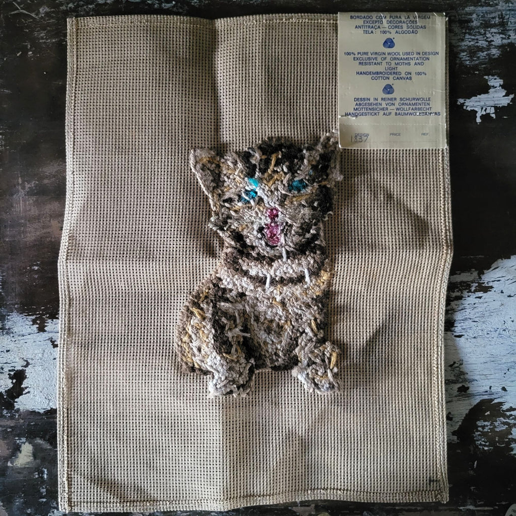 Vintage NWT Madeira Gobelins Cat Kitten Needlepoint Tapestry Canvas Portugal