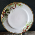 Charter Club Fashion Buffet Plate Gold Trim Holly and Pine Christmas Plate 11.5"