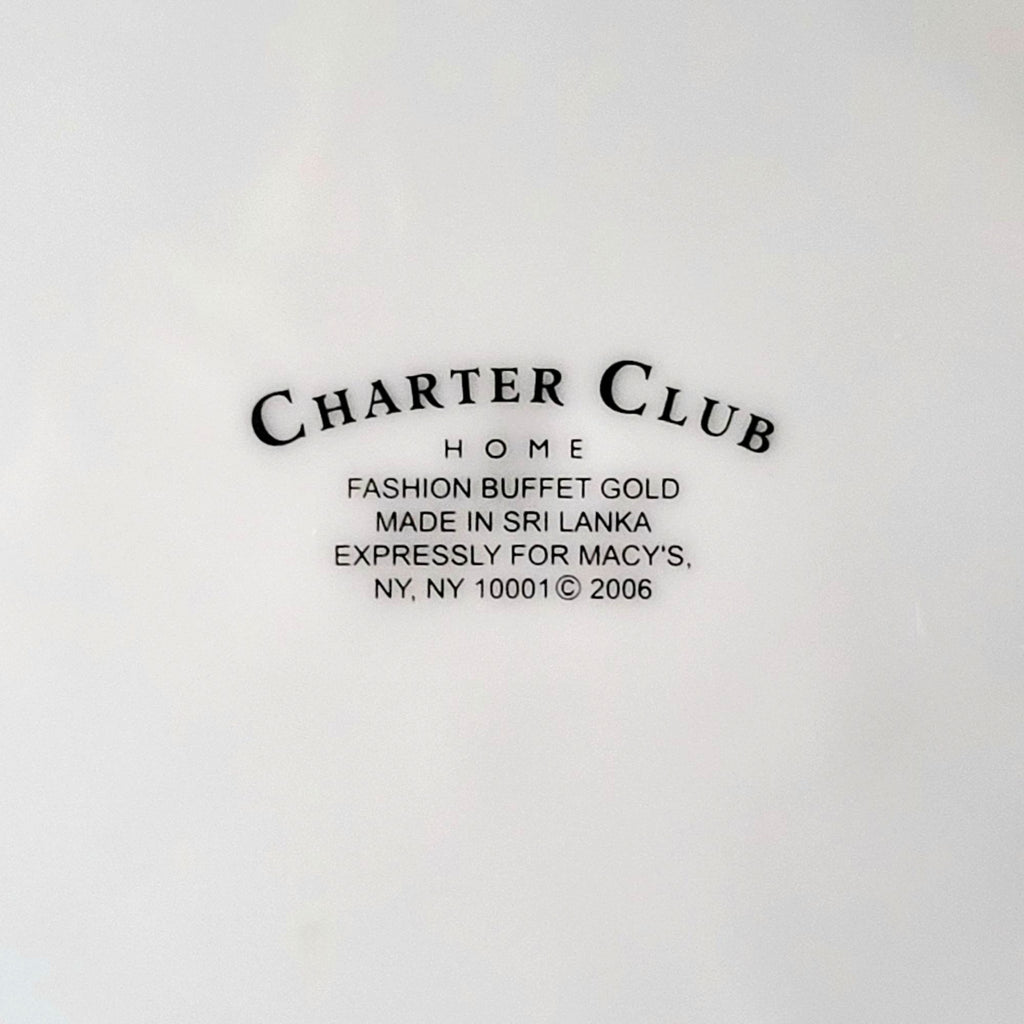 Charter Club Fashion Buffet Plate Gold Trim Holly and Pine Christmas Plate 11.5"