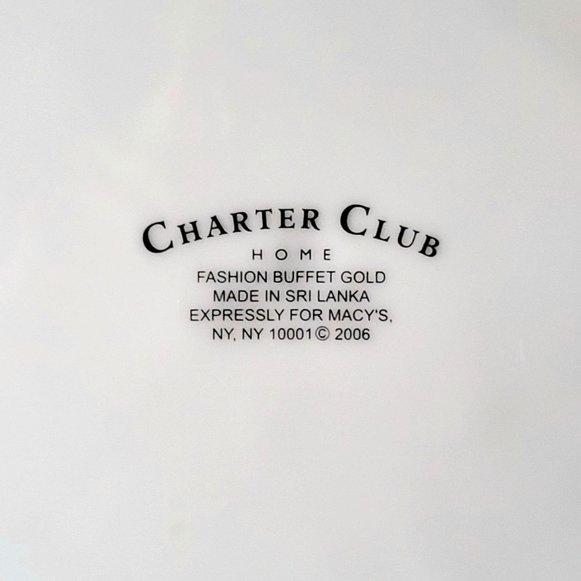 Charter Club Fashion Buffet Plate Gold Trim Holly and Pine Christmas Plate 11.5"