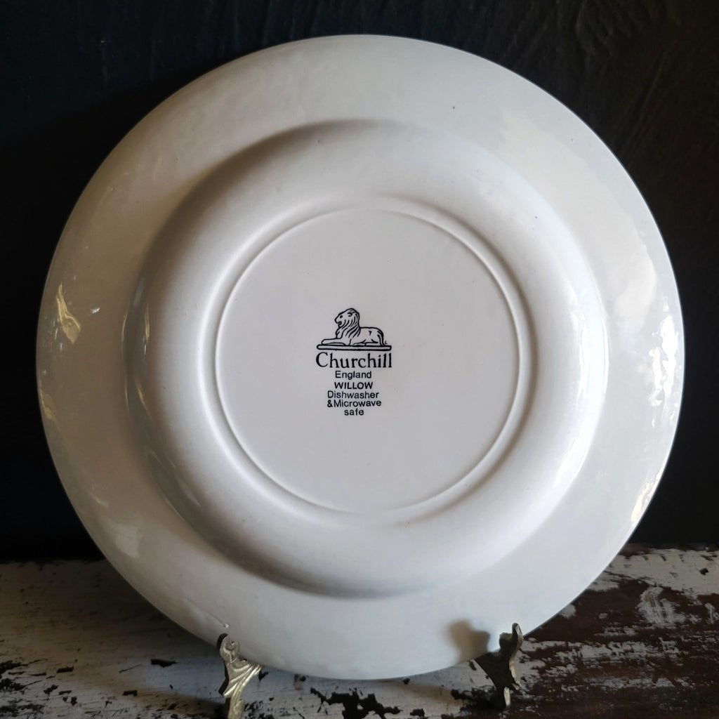 Vtg Churchill Willow Dinner Plate, Blue Willow Grandmillennial Chinoiserie
