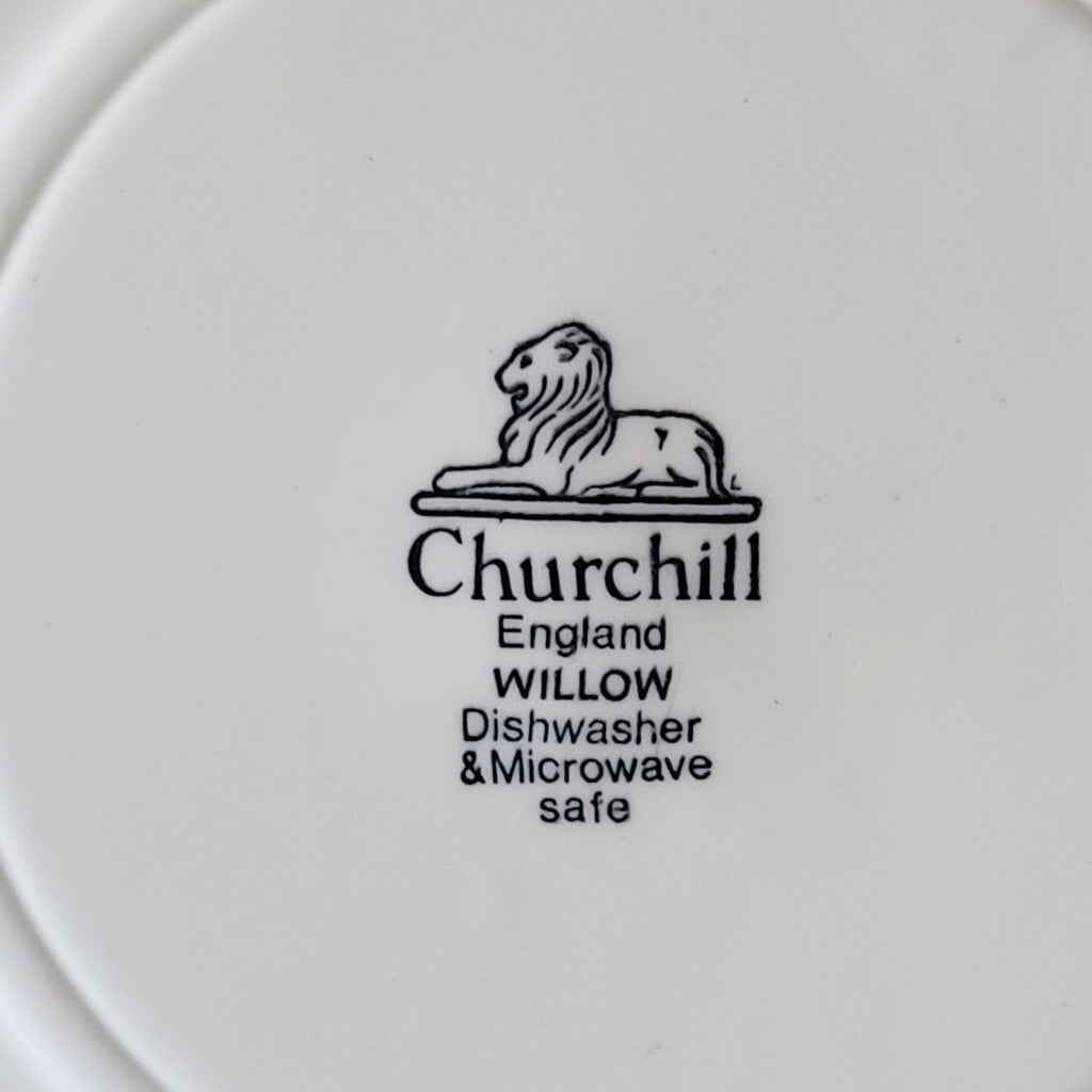 Vtg Churchill Willow Dinner Plate, Blue Willow Grandmillennial Chinoiserie