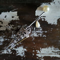 Antique Parasol Umbrella Brooch With Faux Pearls and Trombone Clasp