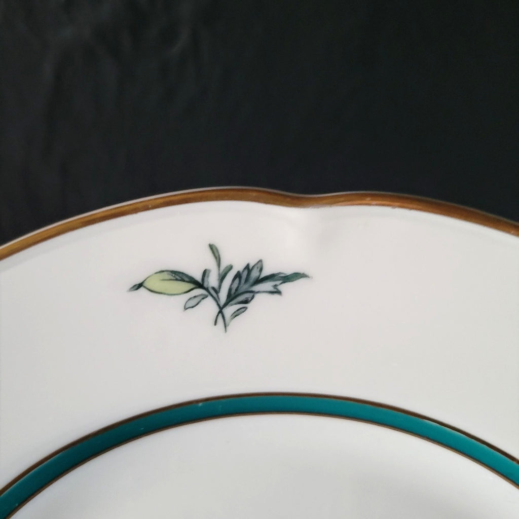 Vintage Royal Bayreuth Teal Tulip Salad Plate 7.5" Floral Design Gold Trim