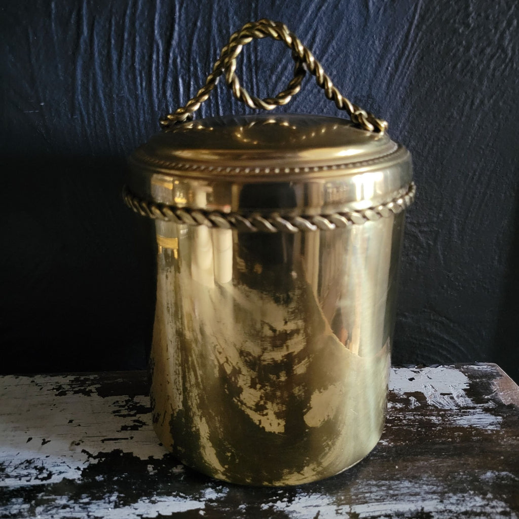 Vintage Ethan Allen Brass Canister With Braided Rope and Tassel Motif
