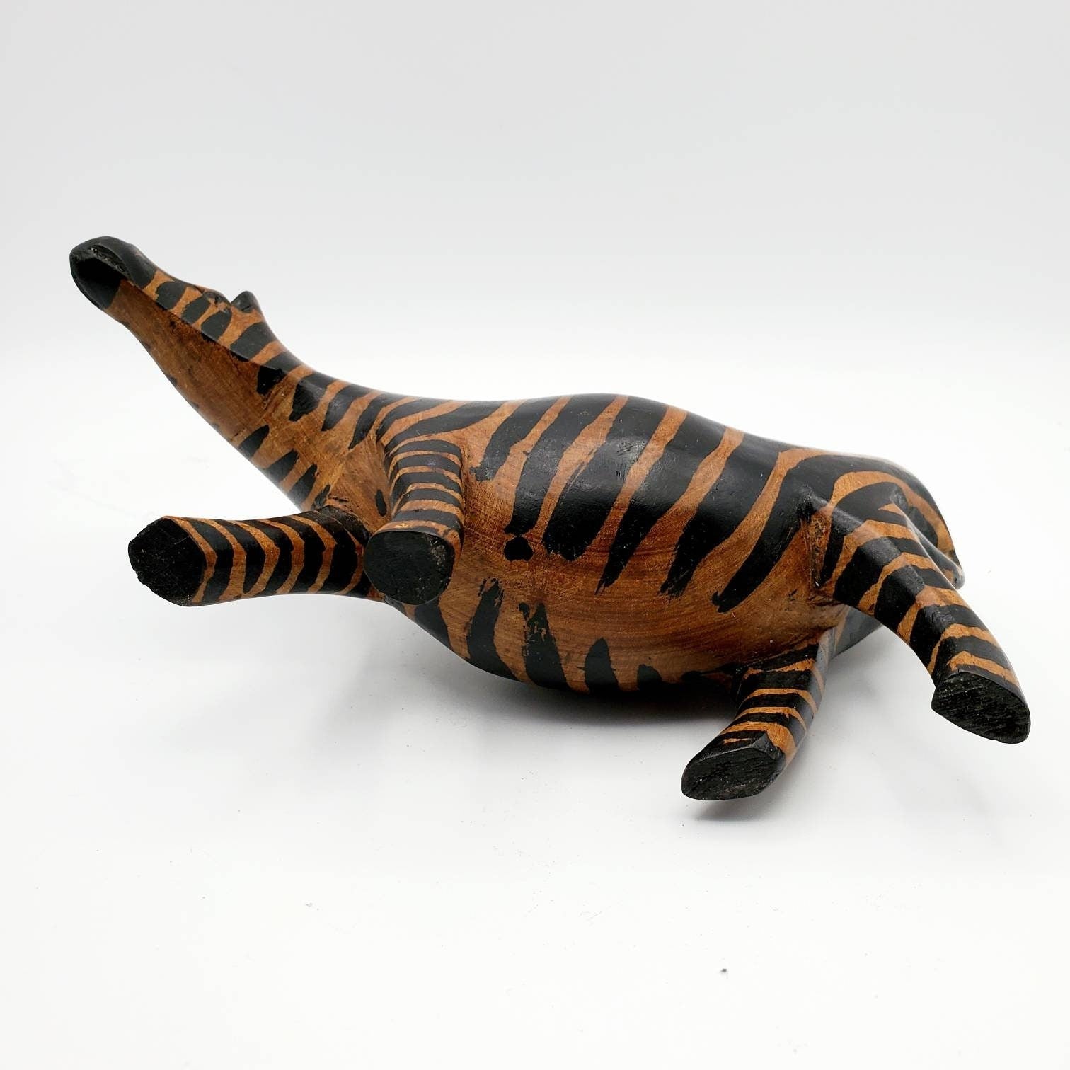 Vintage Hand Carved Wood African Zebra - 6 inches, African Decor