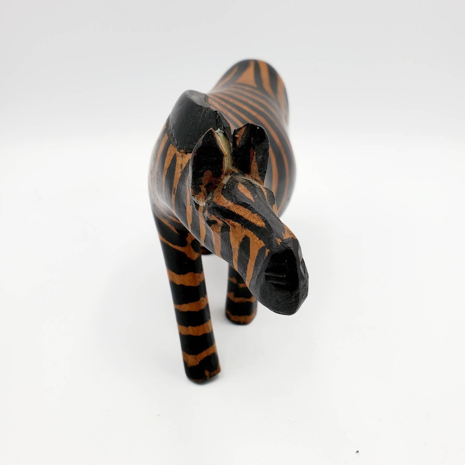 Vintage Hand Carved Wood African Zebra - 6 inches, African Decor