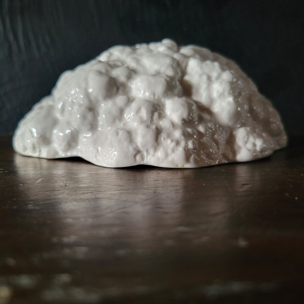 Vintage Ceramic White Cauliflower Sculpture Or Lid Replacement, Ceramic Food