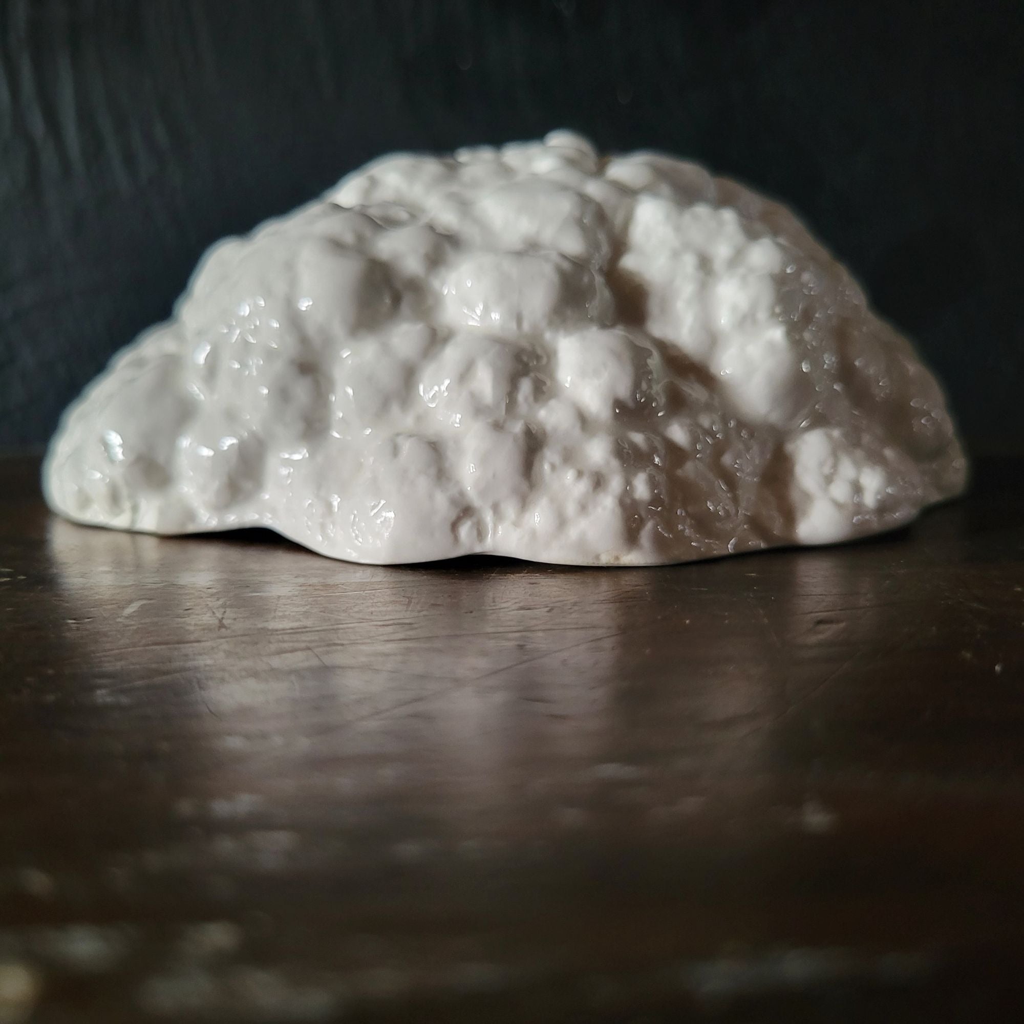 Vintage Ceramic White Cauliflower Sculpture Or Lid Replacement, Ceramic Food