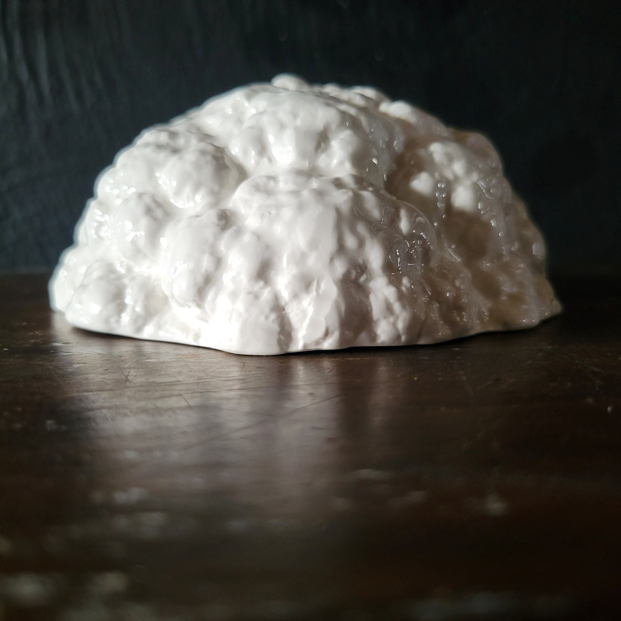 Vintage Ceramic White Cauliflower Sculpture Or Lid Replacement, Ceramic Food