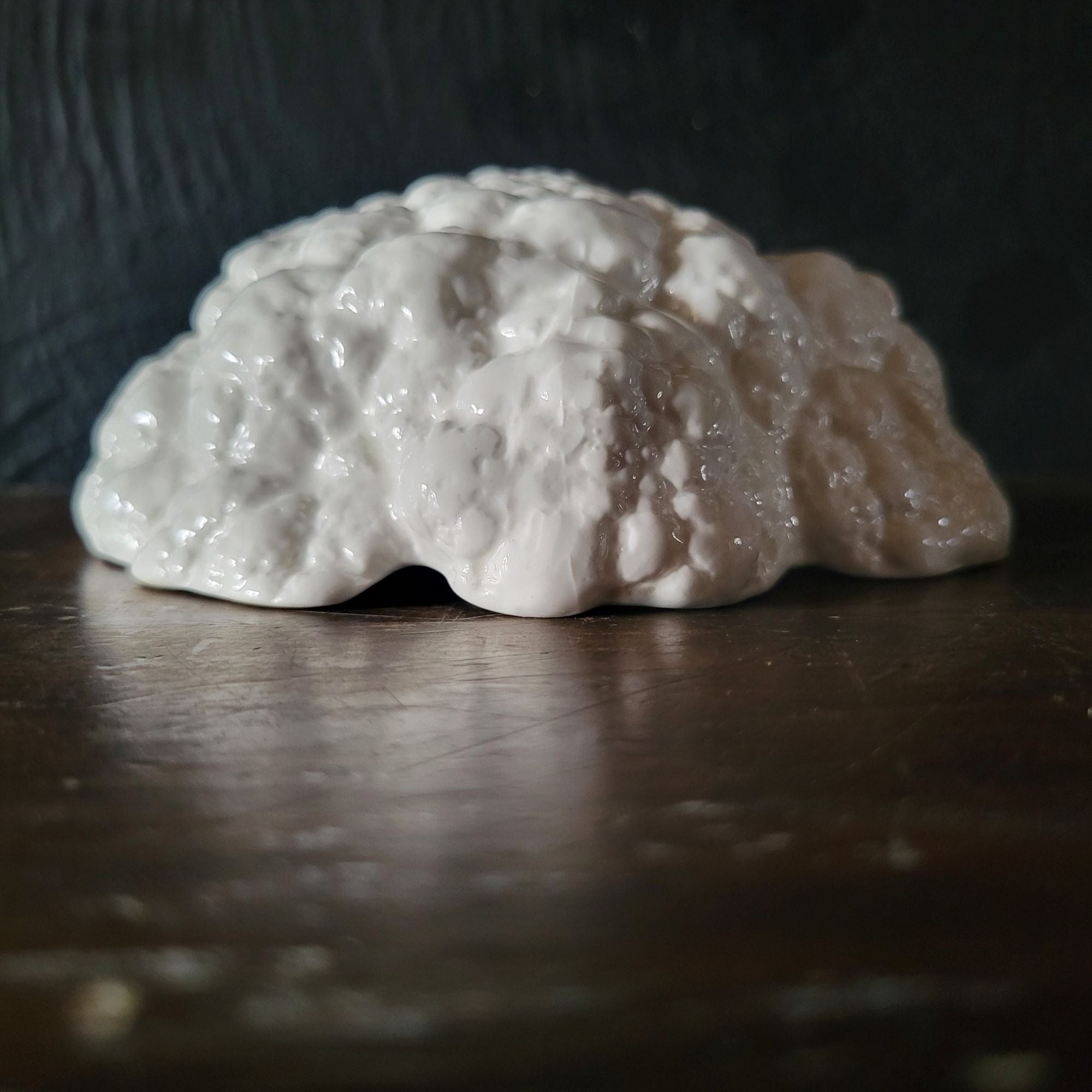 Vintage Ceramic White Cauliflower Sculpture Or Lid Replacement, Ceramic Food
