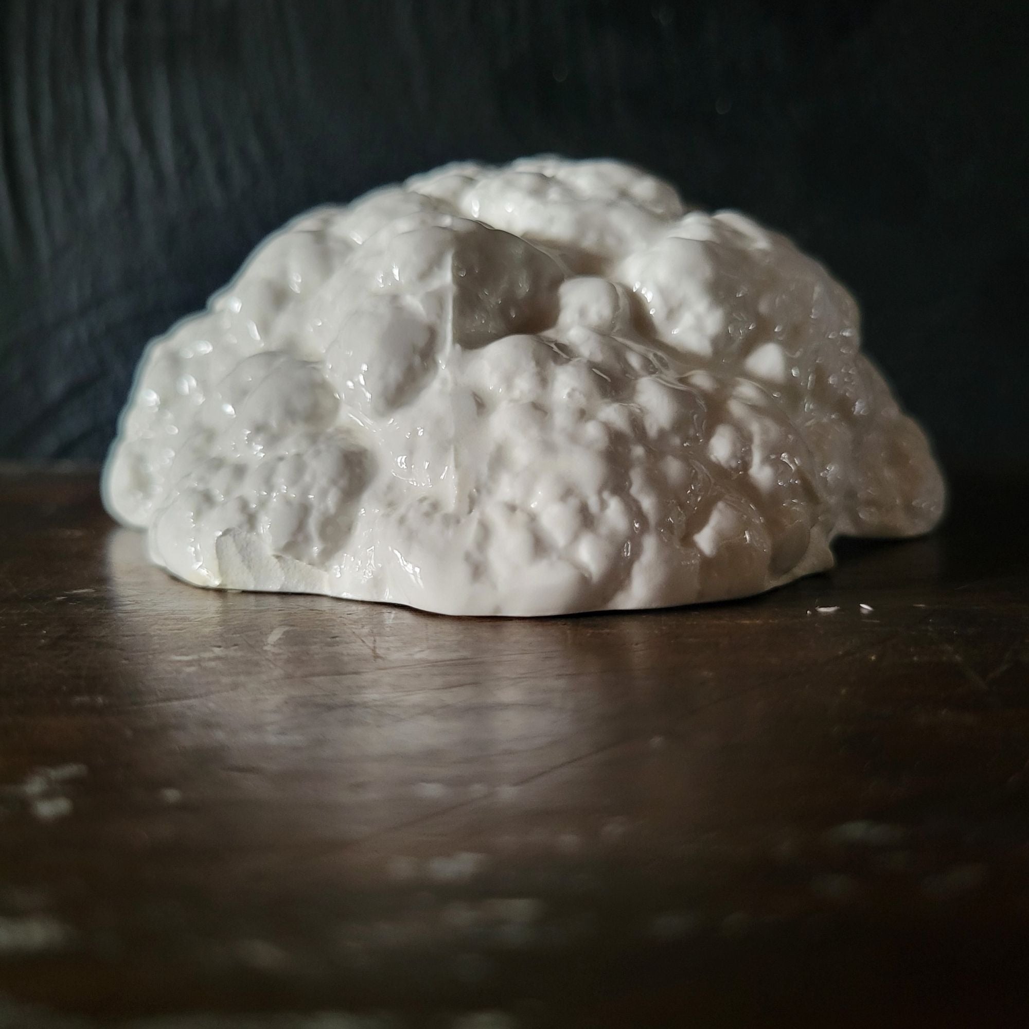 Vintage Ceramic White Cauliflower Sculpture Or Lid Replacement, Ceramic Food