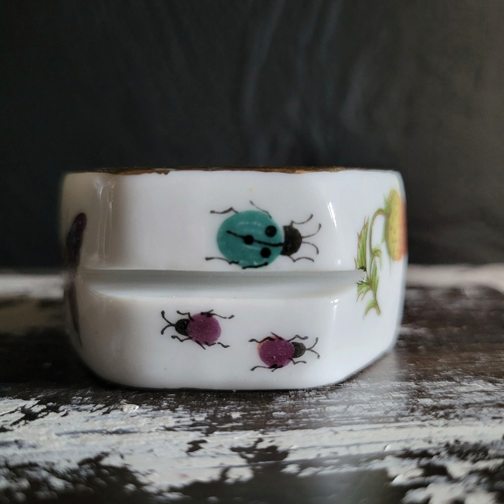Ardalt Porcelain Napkin Ring/Place Card Holder Butterfly Ladybug Strawberry
