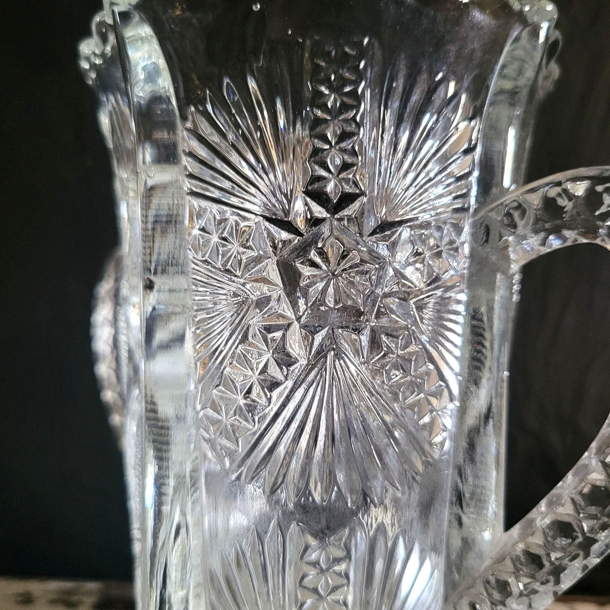 Antique JB Higbee Glass Inverted Thistle & Flower Two-Handled Spooner