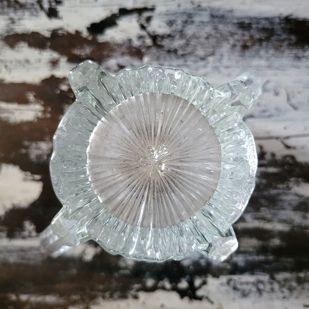 Antique JB Higbee Glass Inverted Thistle & Flower Two-Handled Spooner