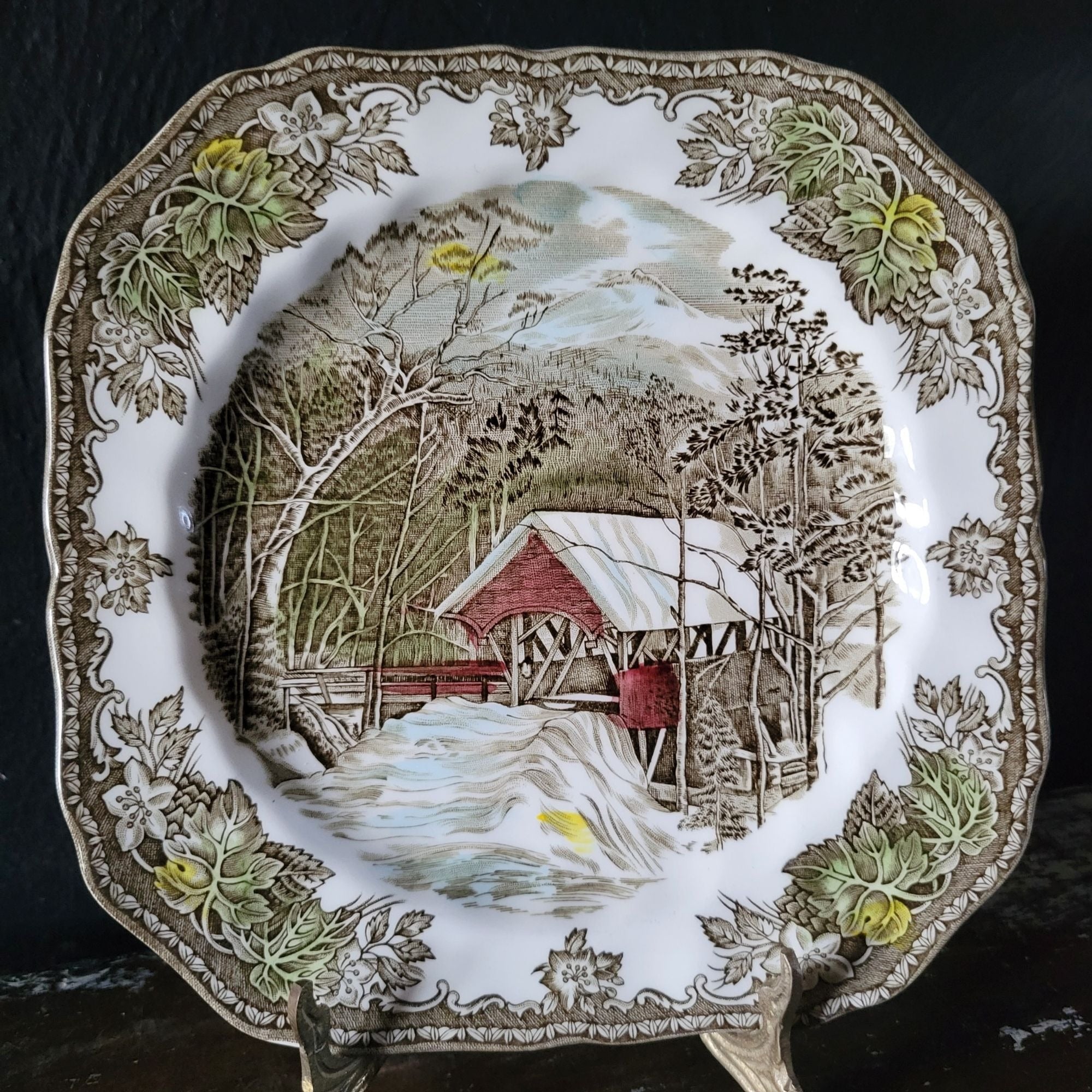 Johnson Brothers The Friendly Village Square Salad Plate "The Covered Bridge"