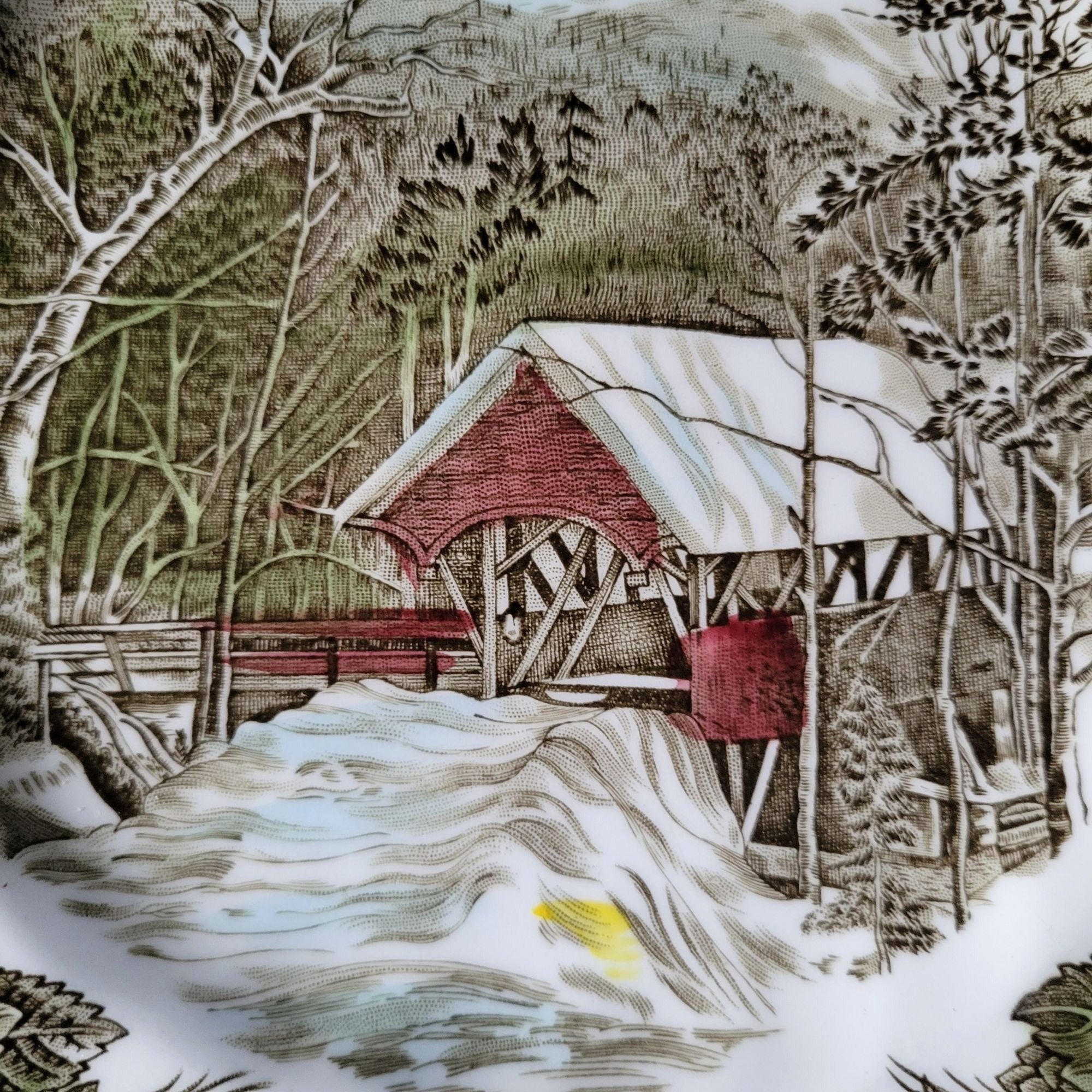 Johnson Brothers The Friendly Village Square Salad Plate "The Covered Bridge"