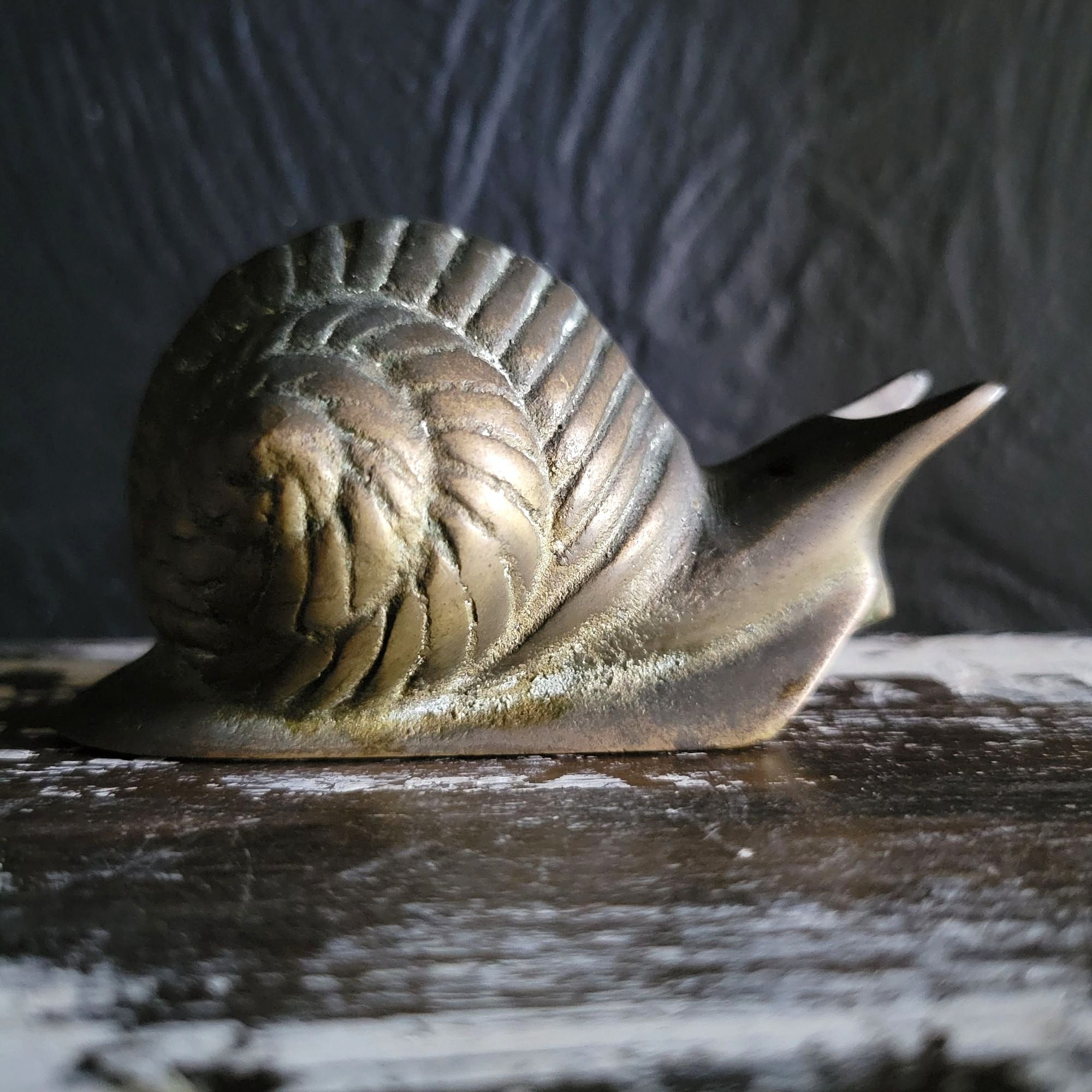 Vintage Solid Brass Snail Figurine Paperweight Mid Century Decor Office Decor