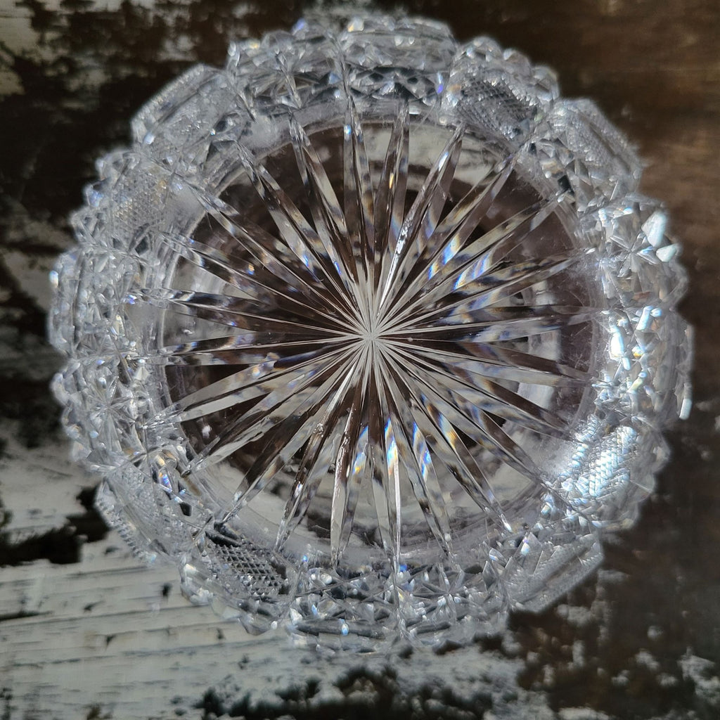 Vintage Gorham Crystal Vanity Jar With Silverplate Repoussé Rose Design Lid