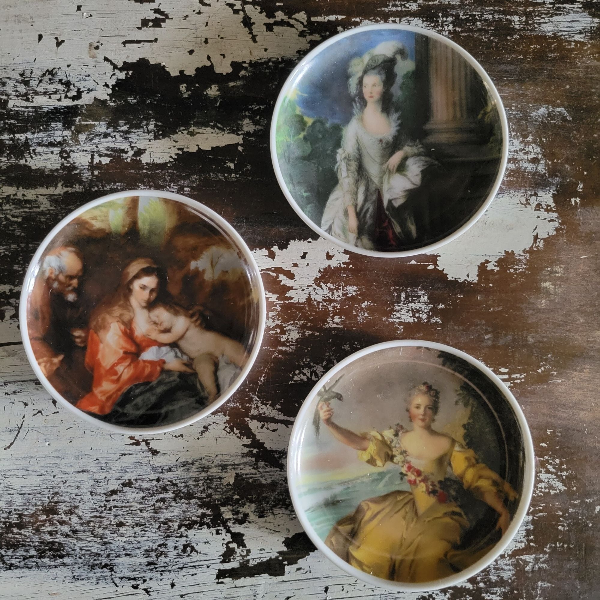 AK Kaiser Germany Set Of 3 Porcelain Wall Plate Coasters With Artistic Portraits