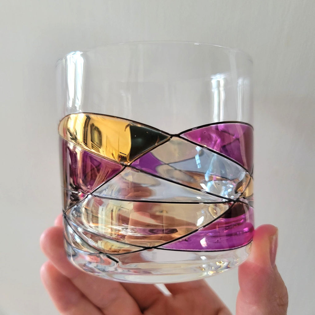 Cornet Barcelona Sagrada Handpainted Whiskey Glass With Multicolor Design
