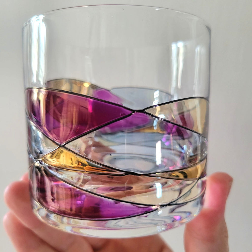 Cornet Barcelona Sagrada Handpainted Whiskey Glass With Multicolor Design
