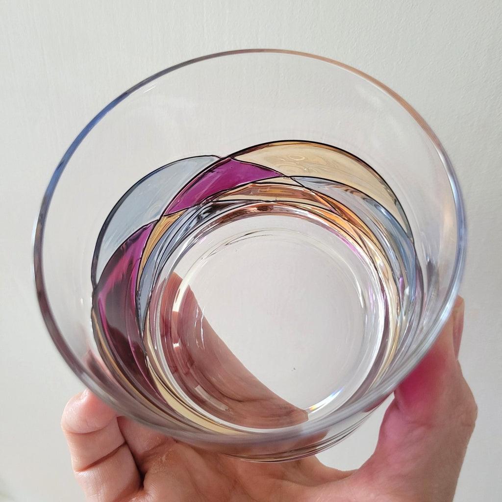 Cornet Barcelona Sagrada Handpainted Whiskey Glass With Multicolor Design