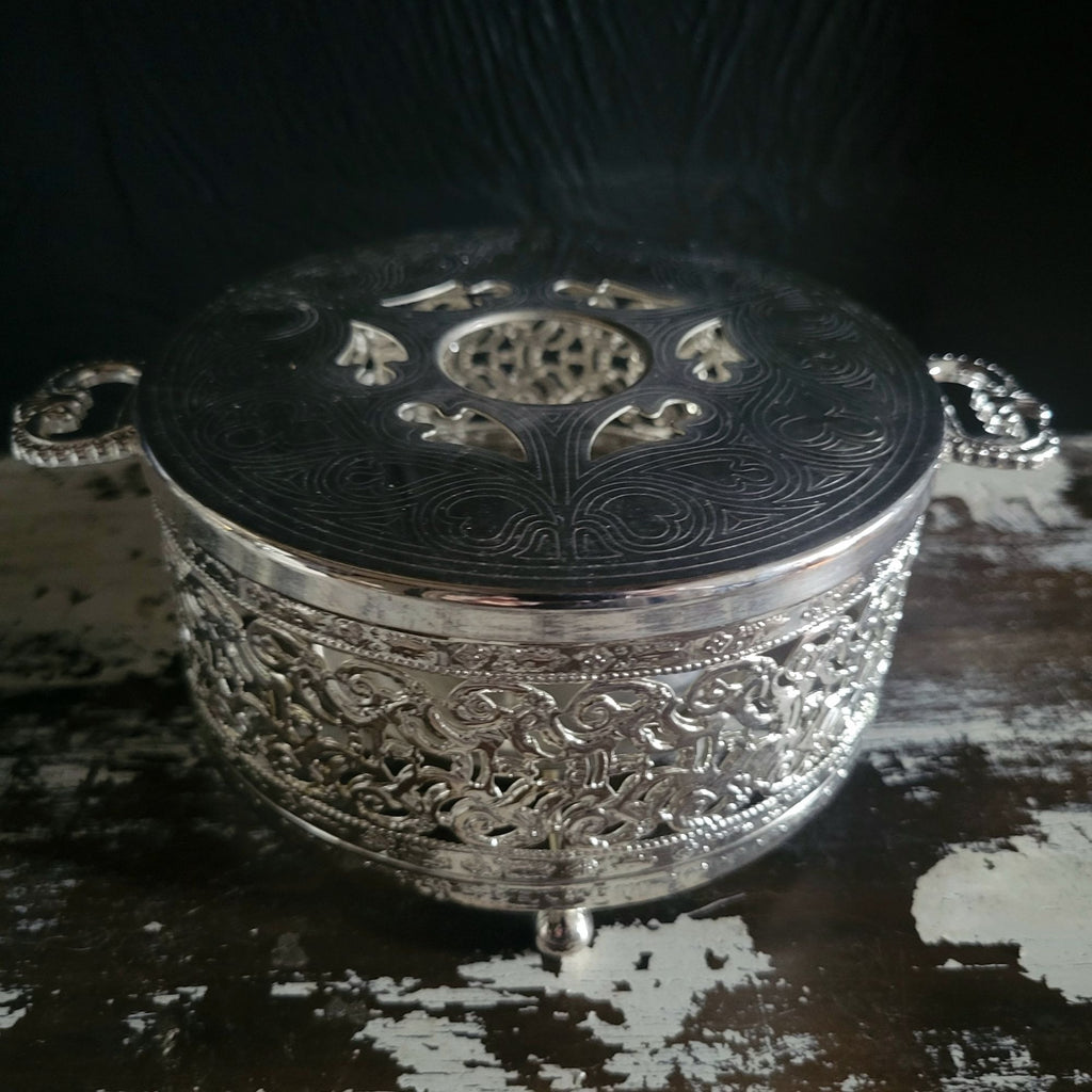Vintage Metal Teapot Warmer with Votive Candleholder, Vintage Votive Pot Warmer