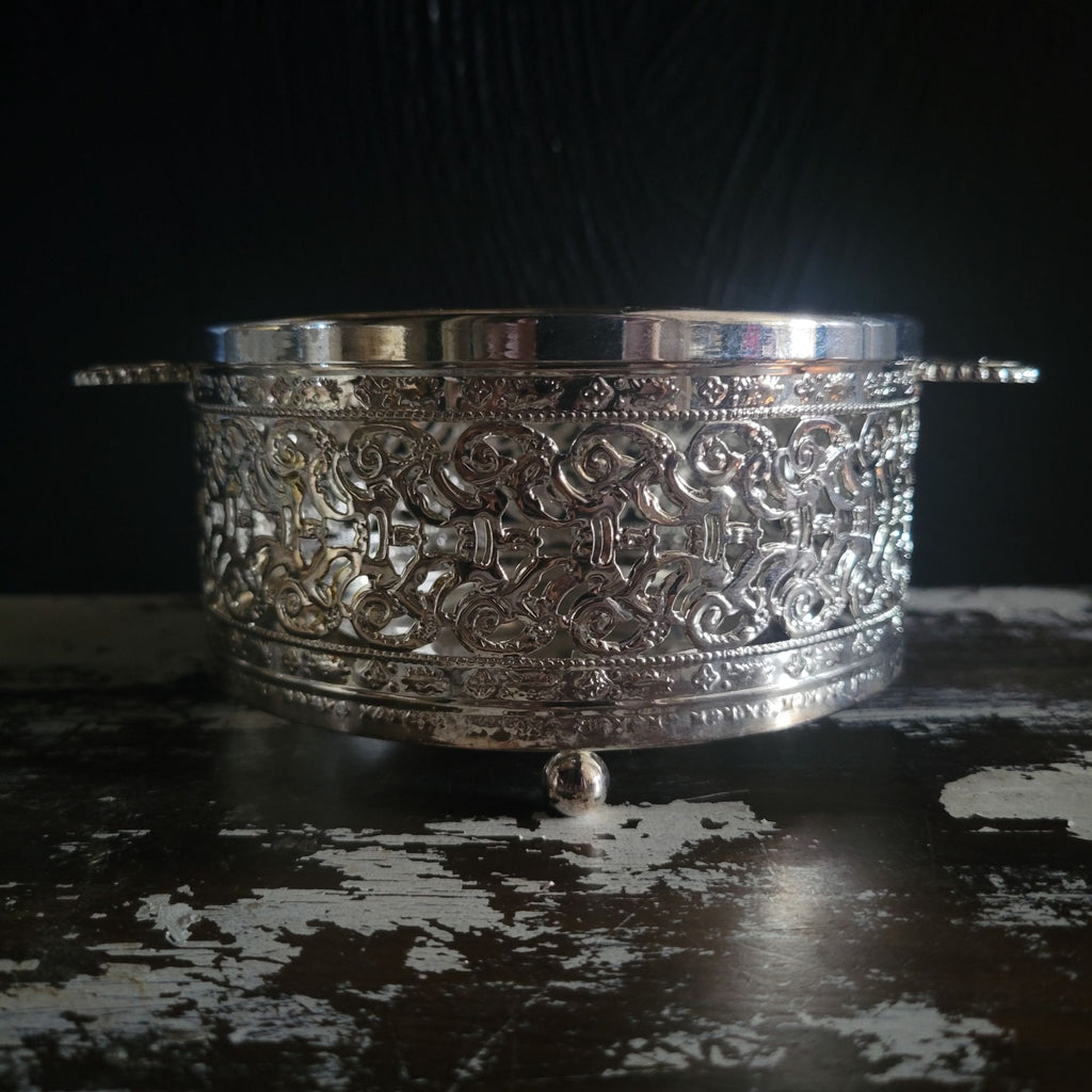 Vintage Metal Teapot Warmer with Votive Candleholder, Vintage Votive Pot Warmer