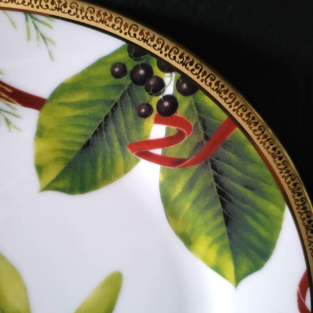 Charter Club Fashion Buffet Christmas Salad Plate Holly and Mistletoe 9.375"