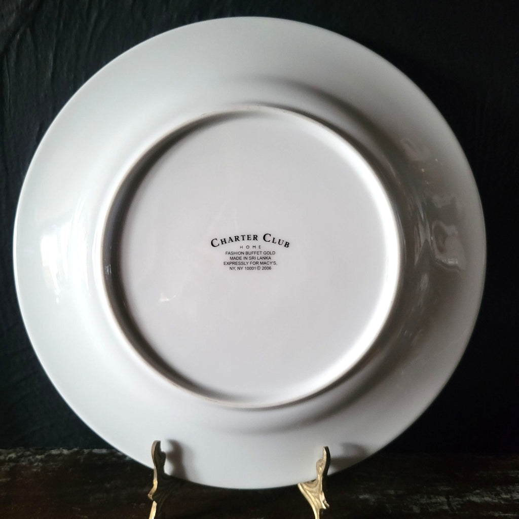Charter Club Fashion Buffet Christmas Salad Plate Holly and Mistletoe 9.375"