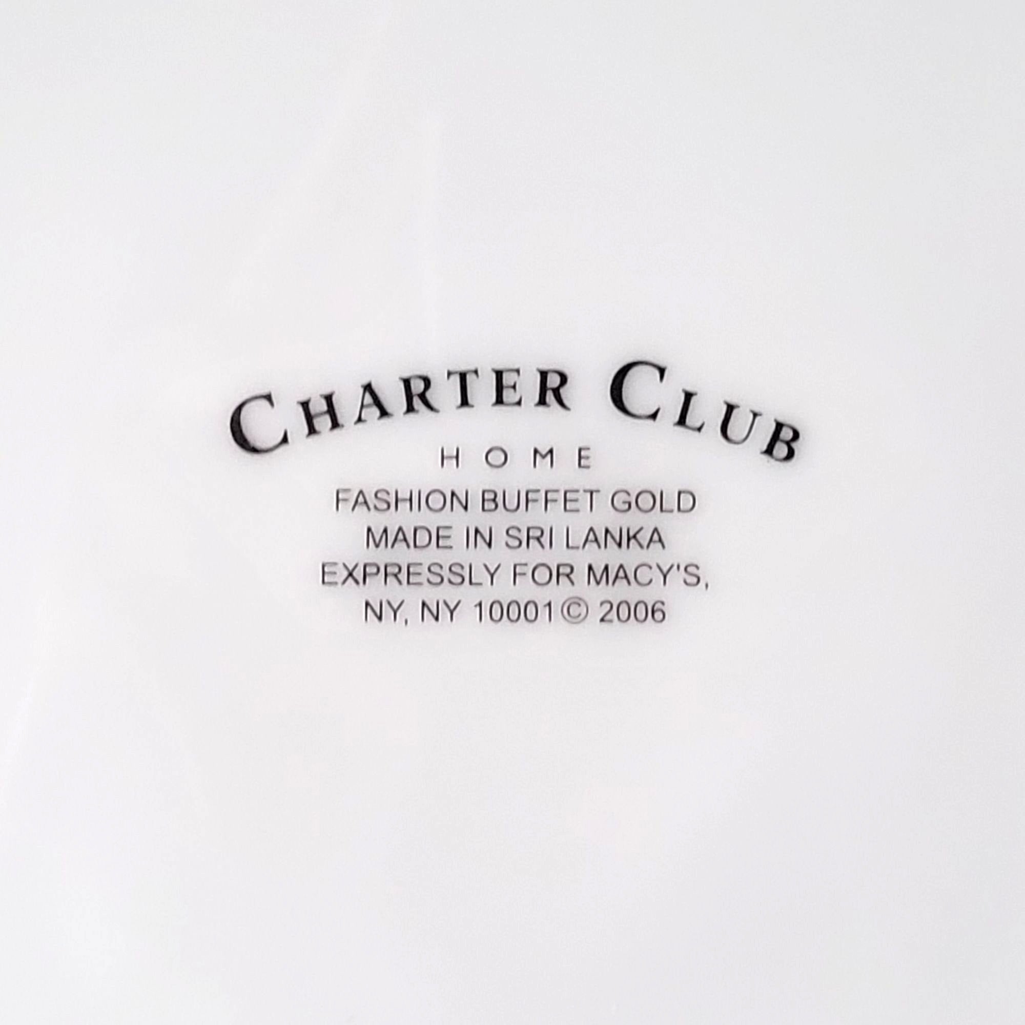 Charter Club Fashion Buffet Christmas Salad Plate Holly and Mistletoe 9.375"
