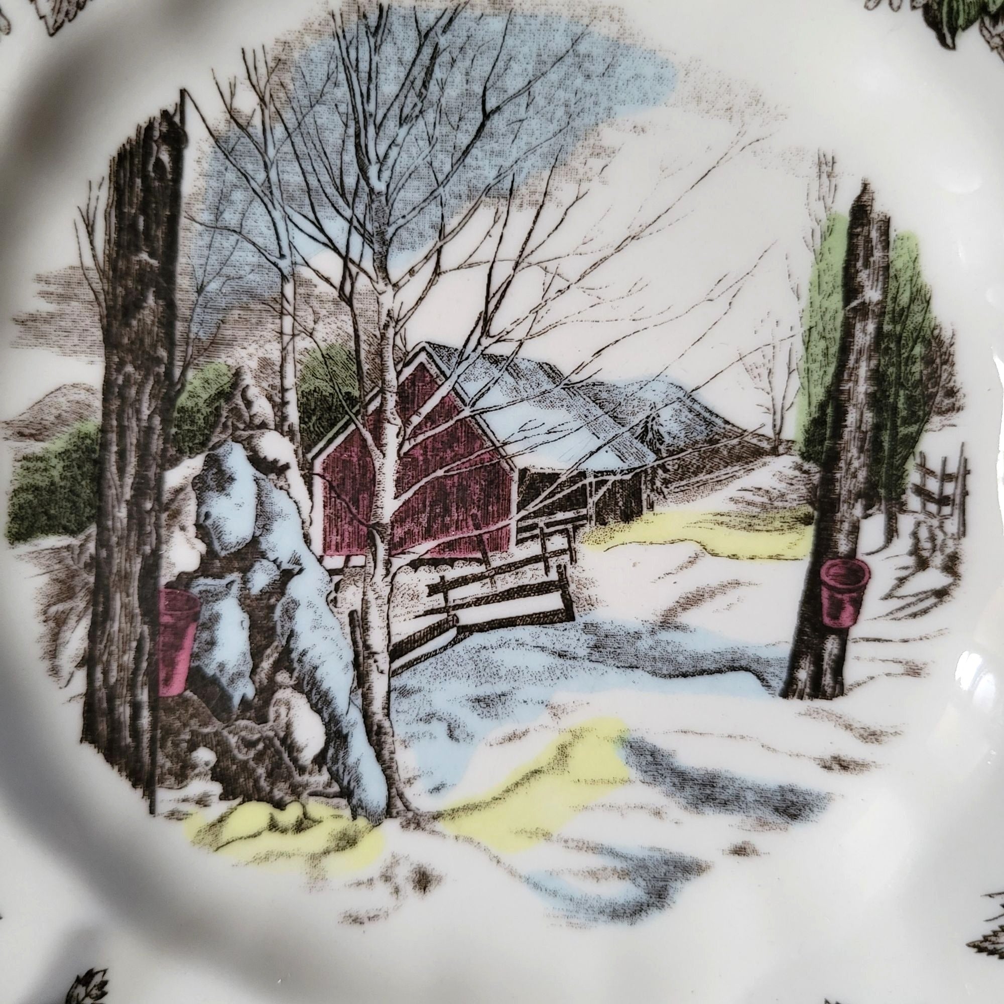Johnson Brothers The Friendly Village Bread Plate "Sugar Maples" Blue Backstamp