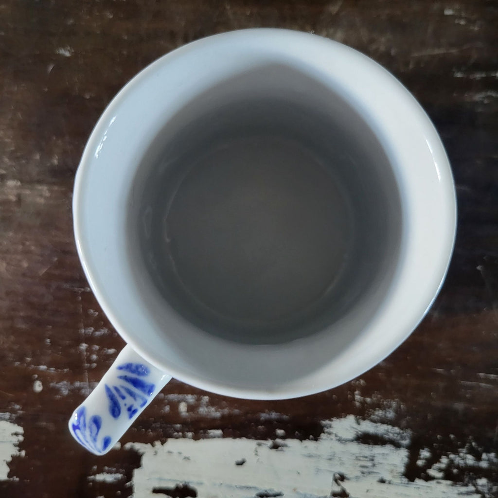 Pier 1 Imports Mug Blue and White Fern Porcelain Coffee Cup Tea Cup Discontinued
