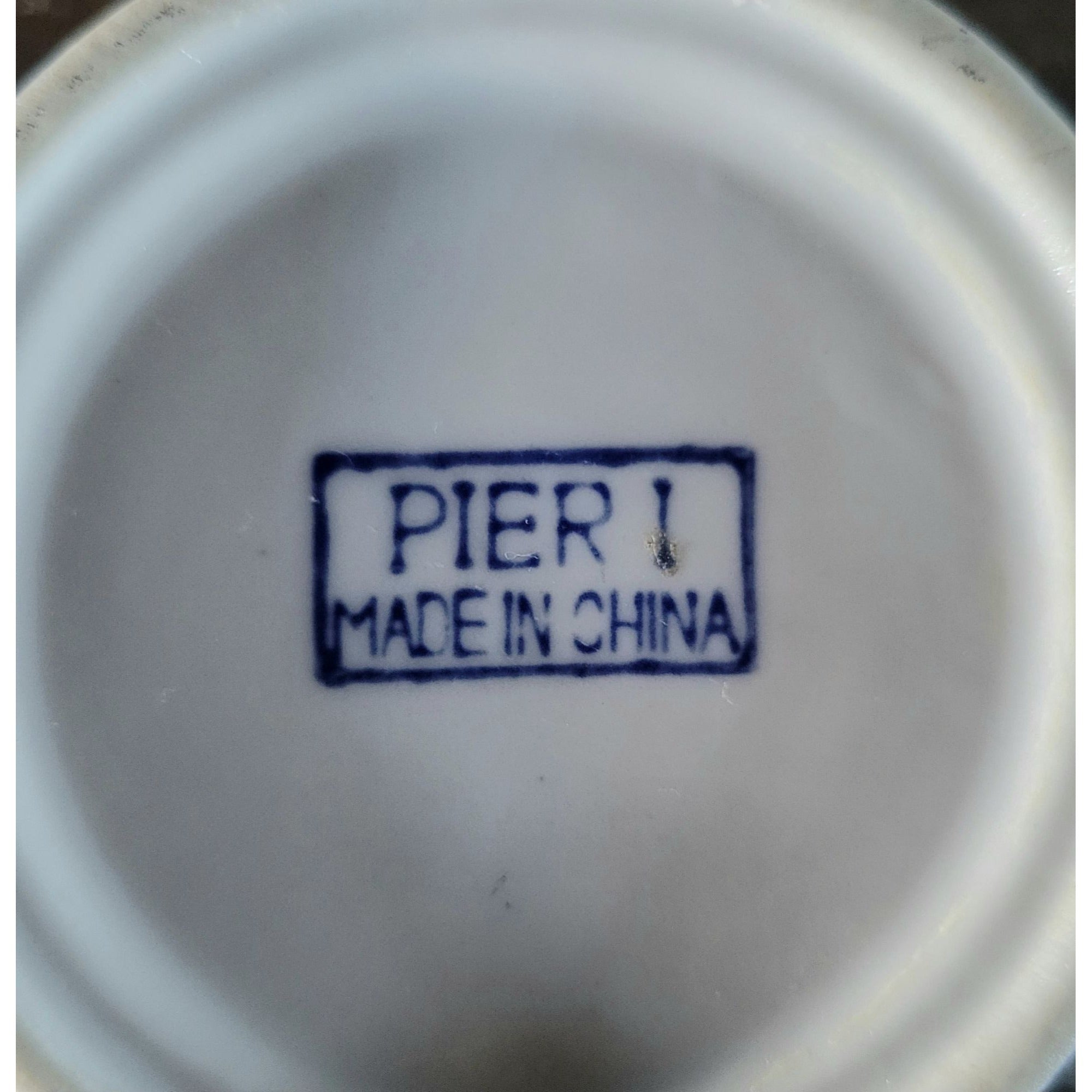 Pier 1 Imports Mug Blue and White Fern Porcelain Coffee Cup Tea Cup Discontinued