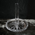 Vintage Crystal Ring Holder Jewelry Organizer With Starburst Pattern Tall Stem
