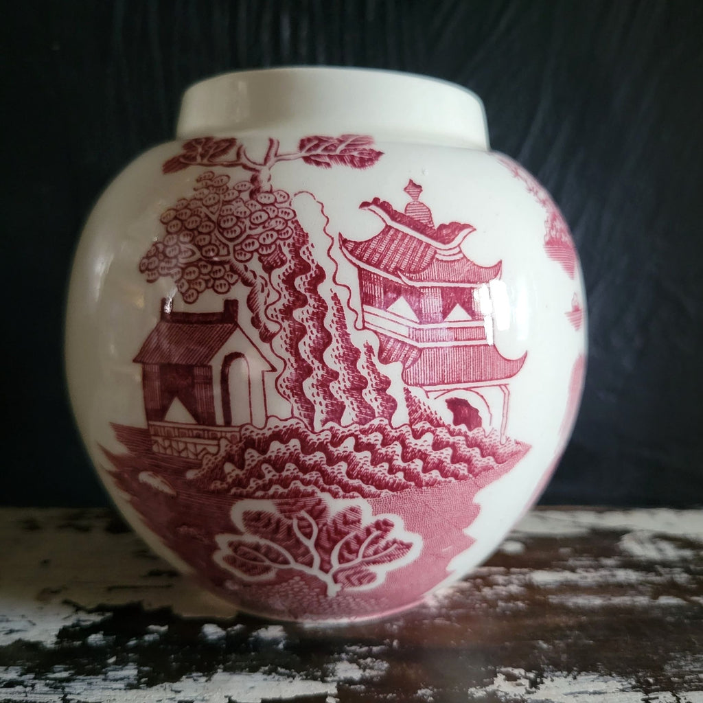 Vintage Masons Ironstone Ginger Jar Red Willow Pattern Chinoiserie *No Lid